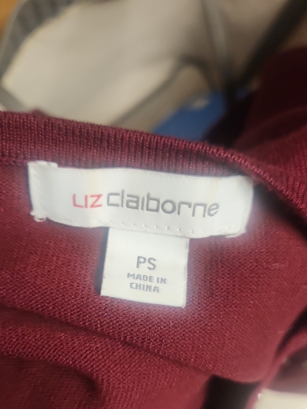 Liz Claiborne Women's Burgundy Jewel Embellished Sweater, Size Petite Small, GUC - Picture 3 of 4